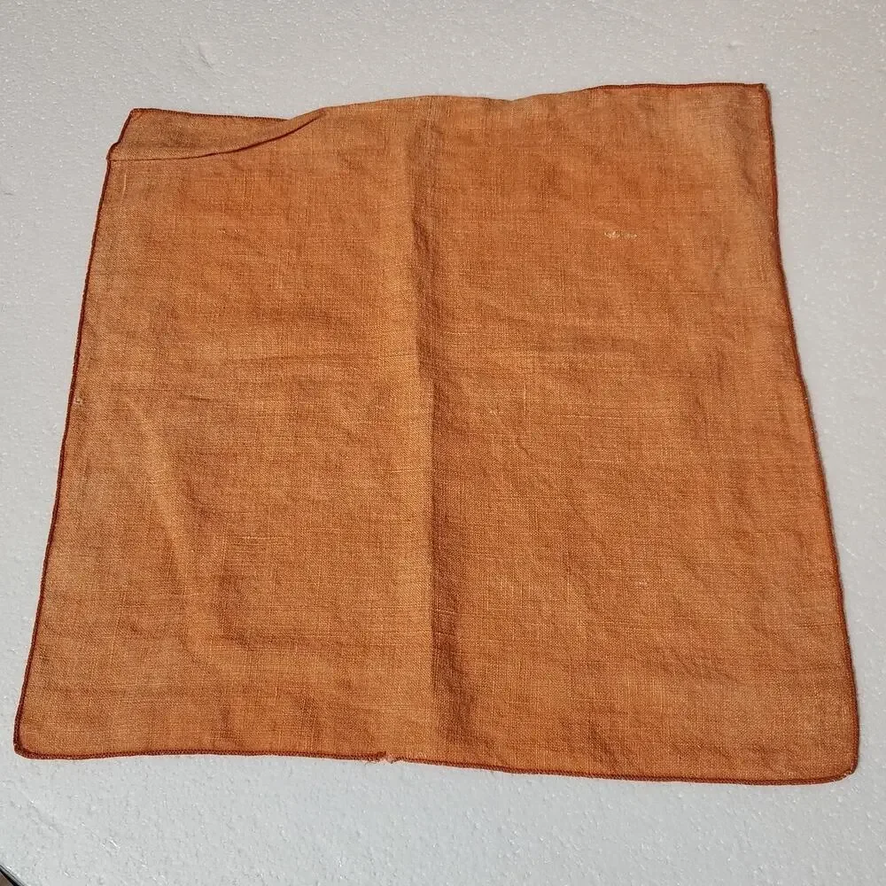 Vintage Orange Linen Cloth Napkins Set Of 4 Dining Table Kitchen Boho Colorful